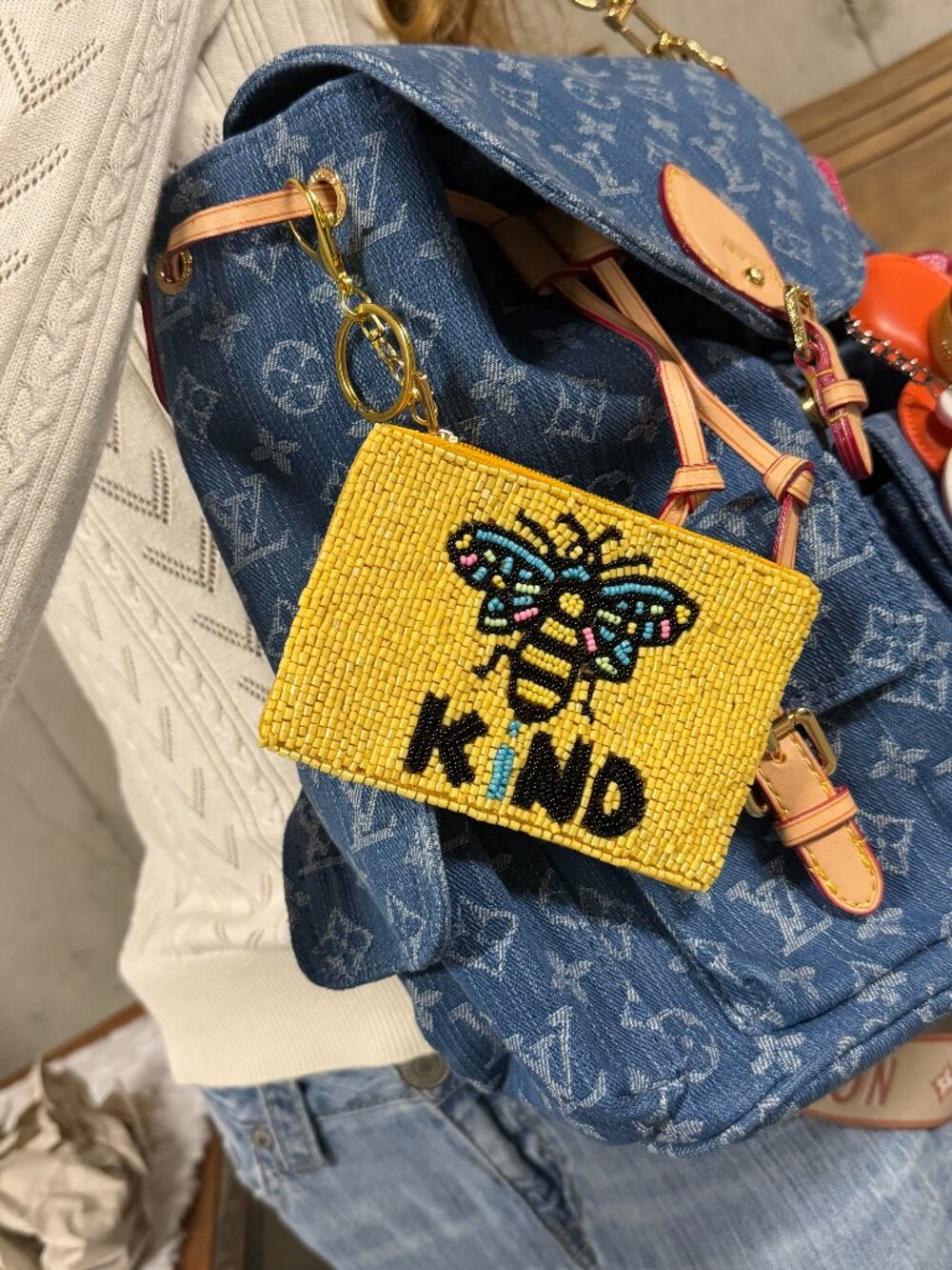 NWT Beaded "Bee" Kind Coin Purse | Bag Charm | Keychain